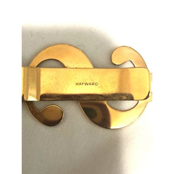 A&Z Hayward Money Clip Dollar Sign Gold Tone Brushed Etched Slim Brass Vintage - Picture 6 of 8